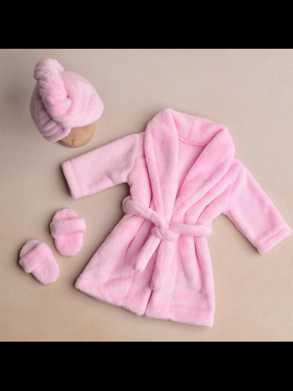 Newborn Plush Robe with Head Piece & Slippers